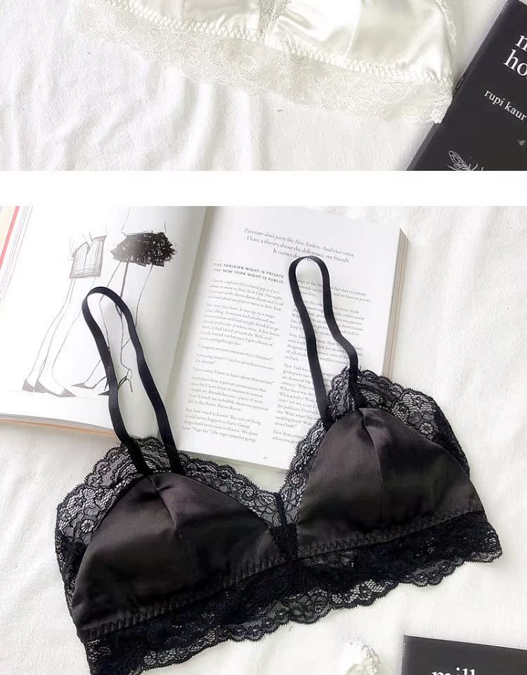 Lụa không có vòng thép mỏng bra bralette tam giác liền mạch thoải mái thoáng khí đồ lót lụa phụ nữ áo ngực ko dây