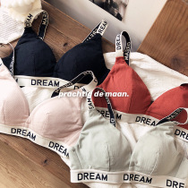 Spring summer sports lettered shoulder straps without underwire triangle cup breathable cotton thin poly bra sexy bra
