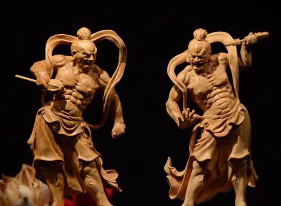 The yellow poplar wood sculpted humming ha II will swing the twelve gods to decorate the Buddha statue of the drug fork Rolex Gate Bodhi Bodhi