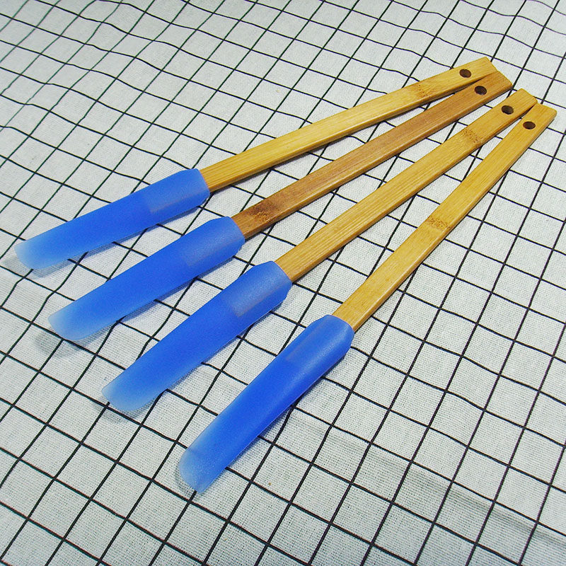 Silicone Cake Mold Die Cream Scraper Hand Soap Squeegee Baking Tool Bamboo long handle Fine