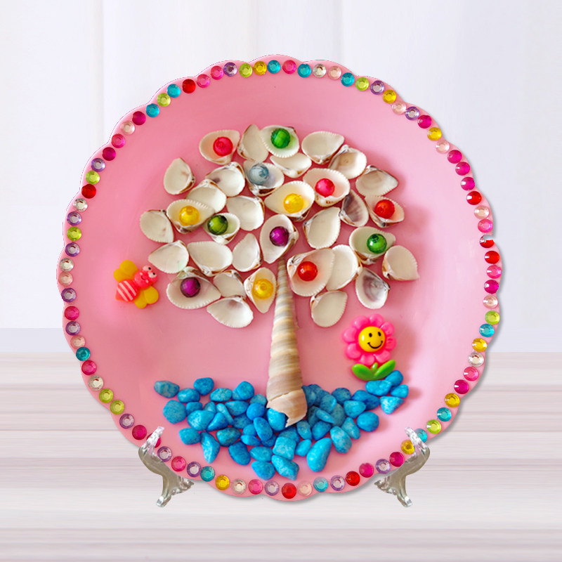 beike creative shell painting DIY production handmade material package Kindergarten homework disc painting Adhesive painting gift