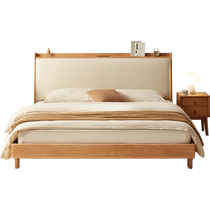 Lins Home Oak Solid Wood Bed 1.5 meter double bed row frame bed frame soft bed bed Lins Wood CO.