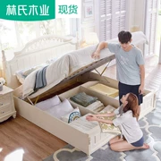 Lin của gỗ phong cách Hàn Quốc 1.5 phòng ngủ chính giường đôi 1.8 m trắng cao hộp lưu trữ giường BD7A-F