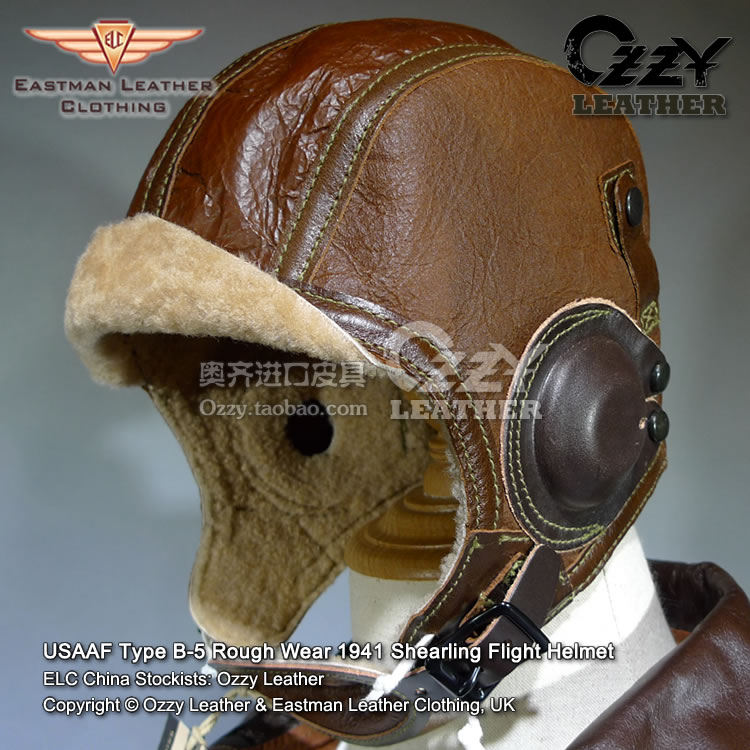 EASTMAN China agent ★ US Air Force B-5 fur one-piece flight helmet made in England