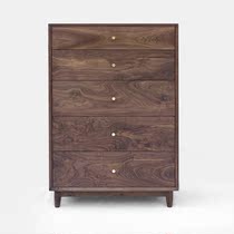 Simple all solid wood new Chinese style oak black walnut cherry wood storage storage cabinet metal handle bucket cabinet