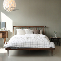 bei ou gentry Wood black walnut wood fence bed Oak 1 5 m 1 8 meters double small nuptial bed