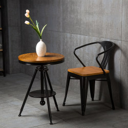 American Industrial Style Wrought Iron Chair Solid Wood Dining Chair Leisure Chair Backrest Chair Cafe Restaurant Bar Table and Chair Stool