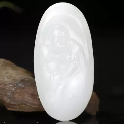 (Ziyou Yufang) Fu from the sky, Xinjiang Hetian Jade White Jade seed pendant has been attached