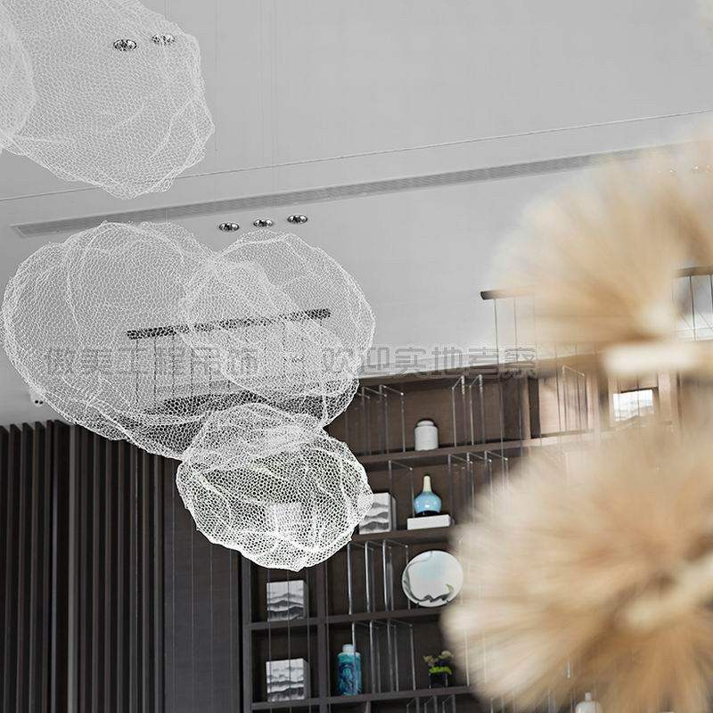 Ogilvy engineering Cloud hanging Hotel club sky hanging Soft decoration art hanging ceiling Woven mesh water drop decoration