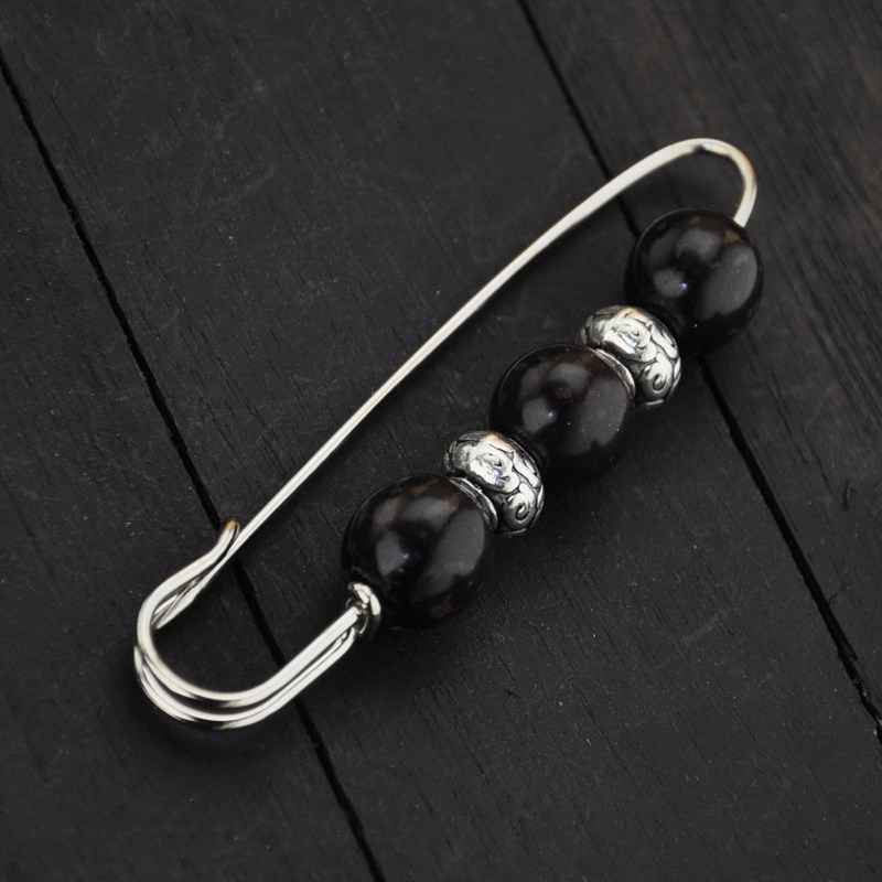 Vintage Bodhi wood beads Miao silver transfer beads brooch pin sweater accessories open to ward off evil spirits to protect the peace handmade jewelry