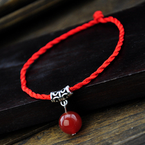 Original Natural Red Agate Zodiac Year Red Rope Ankle Chain Womens Ankle Accessories Vintage Ethnic Style Accessories