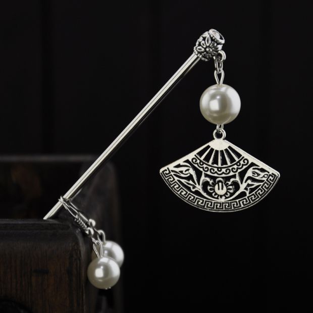 Phụ kiện tóc retro Miao bạc rỗng quạt ngọc trai cổ điển kẹp tóc bước shaker tóc gió quốc gia gửi bông tai quà tặng nữ shop bán dây buộc tóc đẹp