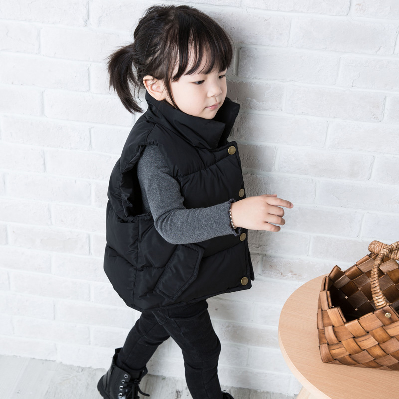 Mùa thu và mùa đông áo trẻ em cotton Trẻ em mặc học sinh mặc cổ áo xuống áo vest áo gile denim bé gái