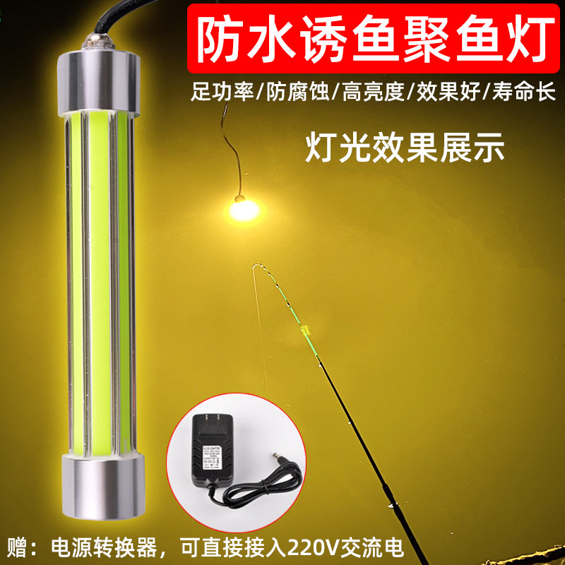 one thousand Fishing Raft Underwater Trapping light waterproof intense light 12V High power 100W Yellow white green light Night fishing teething BIGHEAD Lamp-Taobao