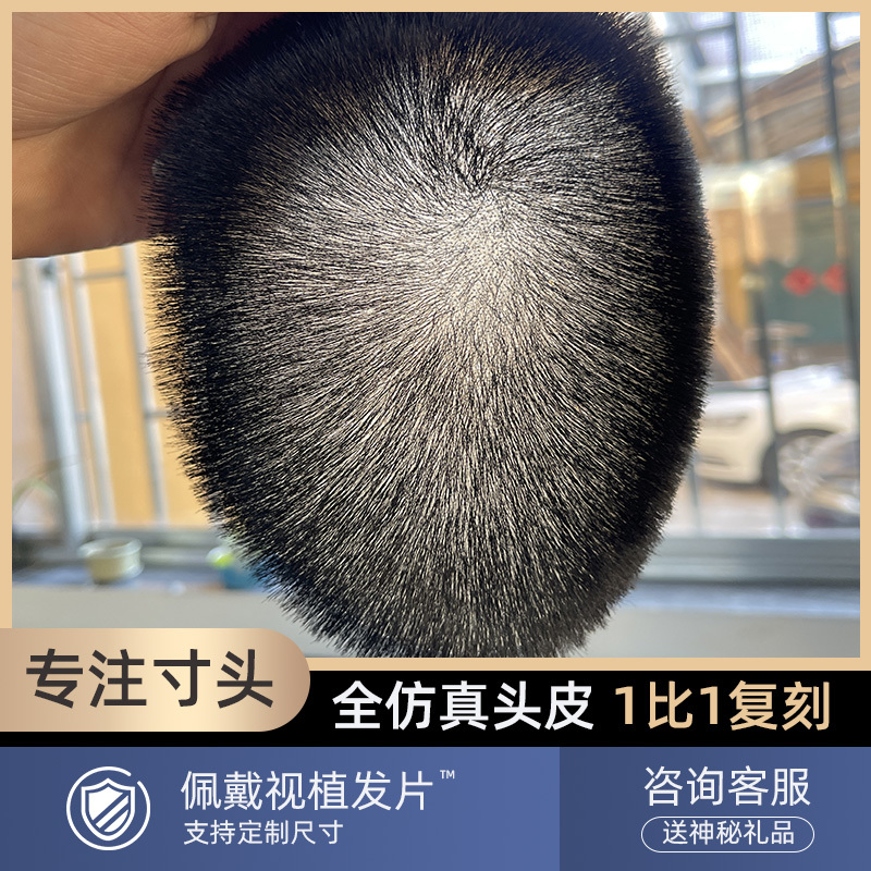 Wig for Men with Baldness, Short Hair, Full Real Human Hair, Hair Transplant, Guo Degang Hairstyle, Biological Scalp, Real Hair, Straight Hair