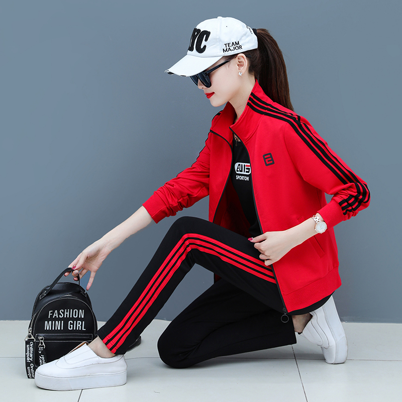 361 Sportswear Suit Women's Pure Cotton Spring Autumn Season 2021 New Loose Big Code Fashion Casual Women's Three Sets 