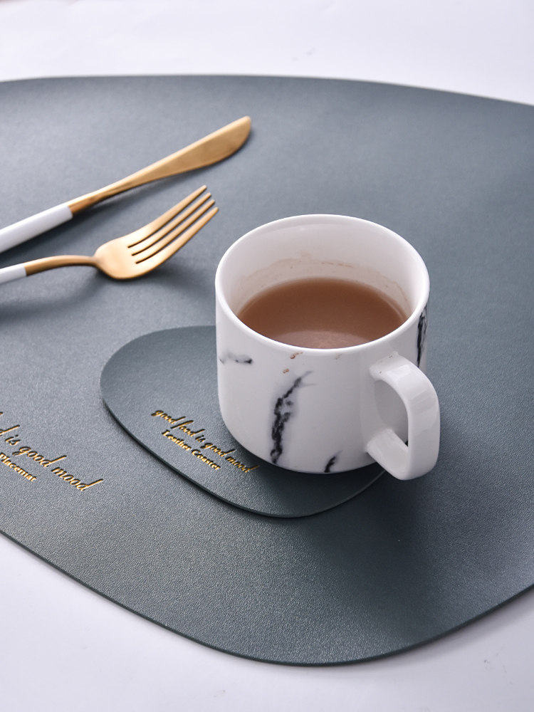 Nordic Wind Leather Dining Mat Table Thickened Home Waterproof Heat Insulation Mat Greaseproof Western Dining Mat Bowl Tray Water Cup Mat