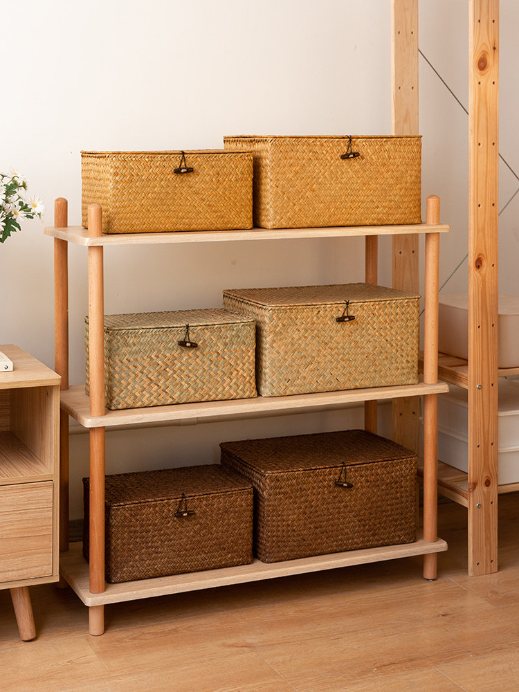 Closet wardrobe big number creative day style containing basket table top hand minimalist woven rattan woven bamboo arranger basket with lid