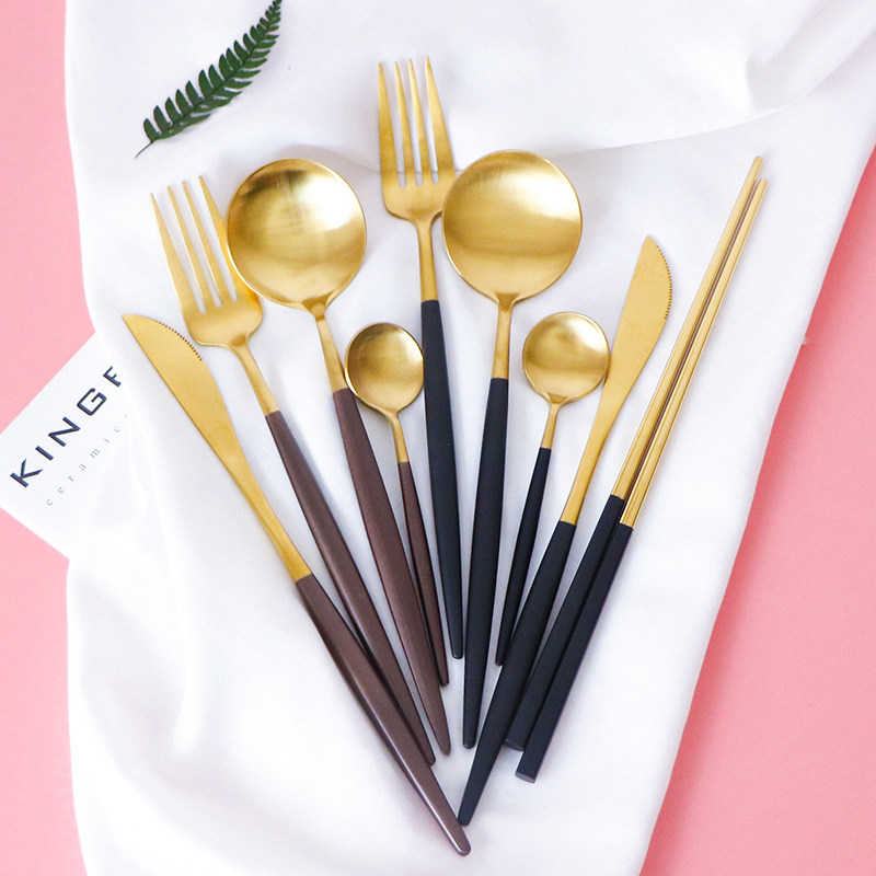 304 stainless steel steak knife and fork set Western tableware full set of net red knife, fork and spoon two or three pieces home cute