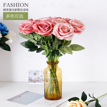  Simulation rose single living room decoration decorative flowers plastic flowers silk flowers fake flowers home flower arrangement vase ornaments