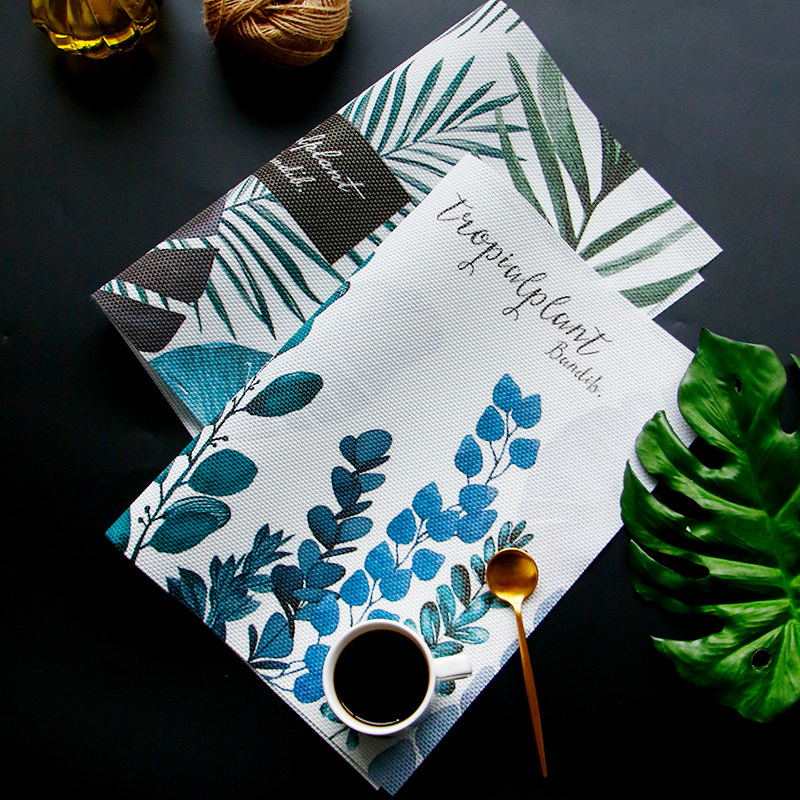 Nordic Ins Creative Green Plant Fire Birds Pvc Western Dining Mat Non-slip Anti-Burn Waterproof Heat Insulation Mat Bowl Cushion Table Cushion Pan Mat