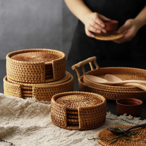Vietnam Autumn Rattan Chai Cup Cushion Heat Insulation Cushion Dining Cushion Table Mat Tea Dooteer Teapot Bowl Cushion Pan Cushion Pan Mat tea cup Mat Bowl Mat