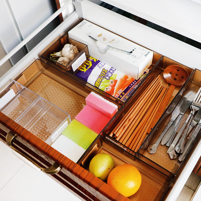Japanese-style drawer compartment storage box transparent plastic office desktop cosmetics finishing kitchen tableware storage box