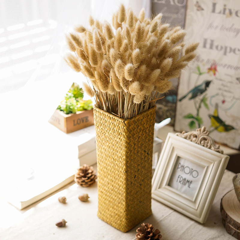 Nordic Sea Grass Flower Basket Grass-shaped Flower Pots handwoven basket containing Nets Bamboo Woven Living Room Floor Dry Flower Pendulum-Taobao
