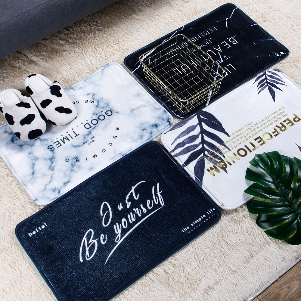 Nordic ins wind marble pattern bathroom toilet floor mat non-slip thickened water-absorbing floor mat entry bedroom door mat