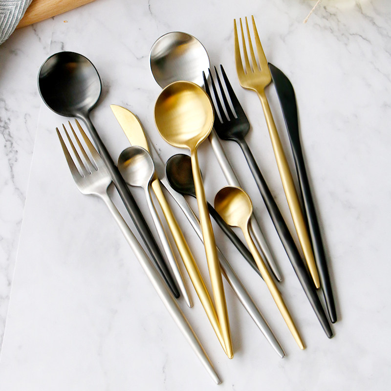 Western Buffet Steak Knife Fork 23 Pieces Suit 304 Stainless Steel Home Cute Western Dining Cutlery Fork Spoon Full Set