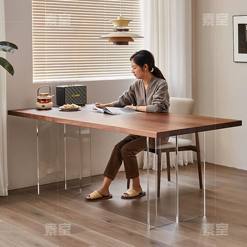 Акриловый черный грецкий орех с твердым деревом подвесного столового стола Дом на стол чай