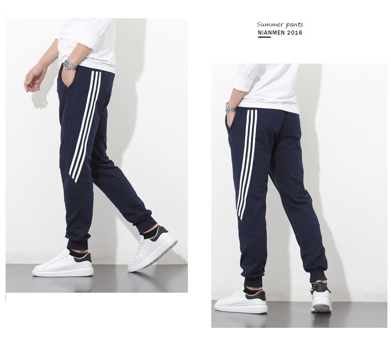 Quần dài hơn Wei bó sát chân kín mít cộng với quần nhung dày thể thao 120cm với quần cashmere ấm áp giản dị quần nam cao quần jogger nam