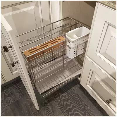 Kaibo Libo stainless steel seasoning basket Kitchen pull basket damping track solid wood knife holder oil pot drawer type N type