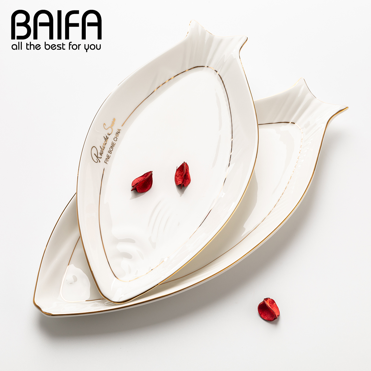 Creative ceramic fish-shaped super-large net red steam fishfish dish dish plate home with light luxury tableware disc logo customized