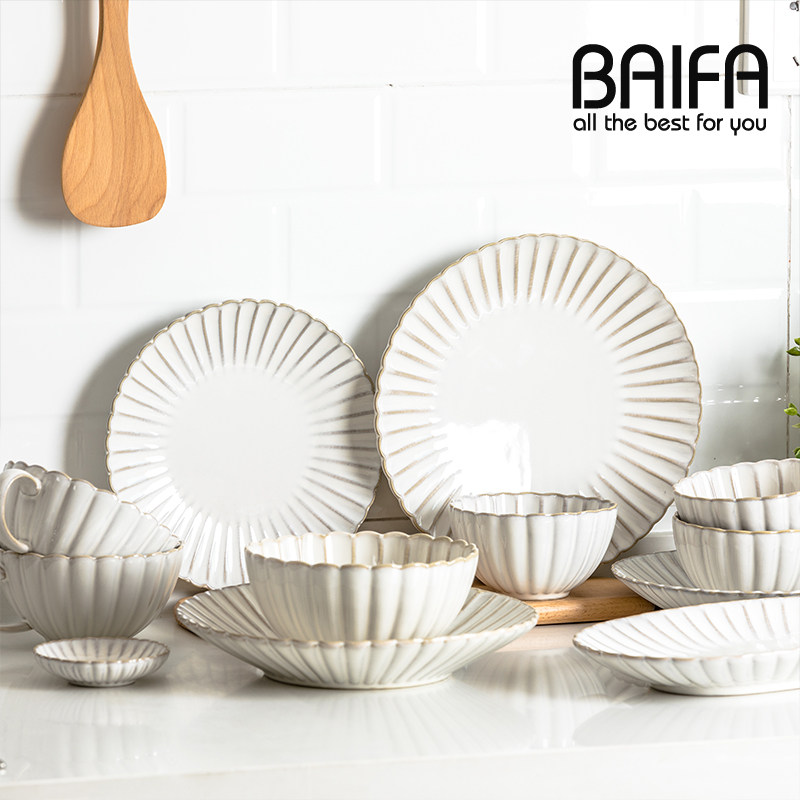 Plate Creative Features Red Tableware Japanese household ceramic dish dish combination package Steak Western Dining Dish