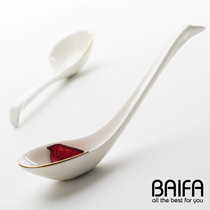 Nordic household creative cute spoon small spoon long handle ceramic gold edge bone china small spoon spoon porcelain ladle