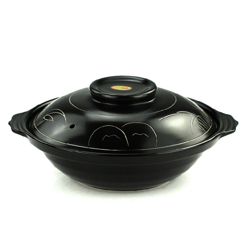 Yingyu black pointed ear pot ceramic stew pot shallow casserole soup casserole stew pot soup pot stone pot ceramic pot
