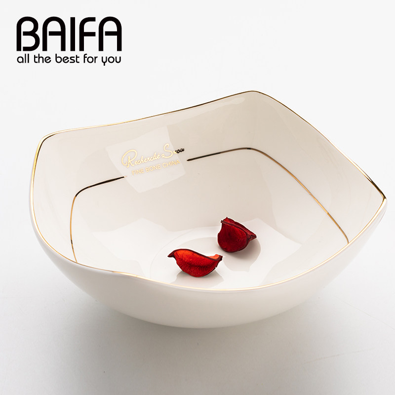 Bowl European-style dishes creative Nordic bone china household soup bowl instant noodle bowl tableware set large large bowl ceramic salad bowl