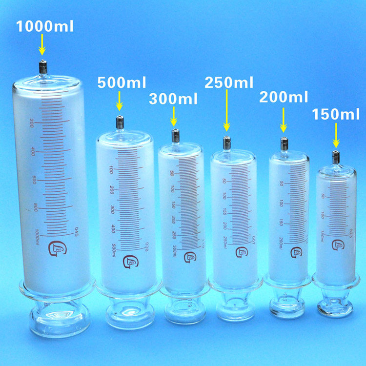 150ml200ml250ml500ml1000ml玻璃针筒针管锁紧头鲁尔头玻璃灌注器