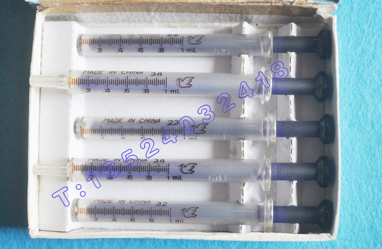 上海生产八一料加厚型1ml/1毫升玻璃兰芯针筒/1ml兰心玻璃针管