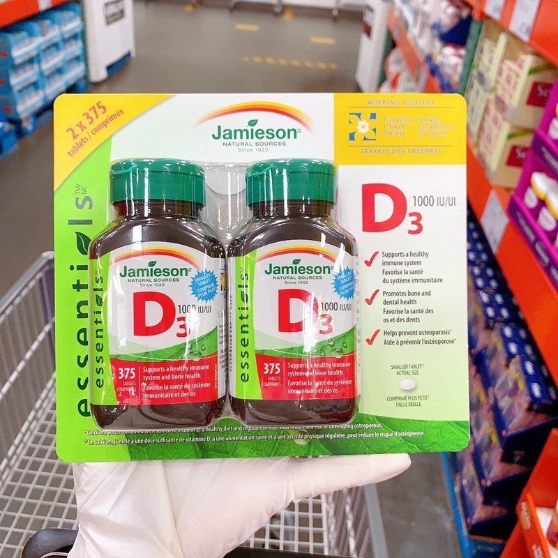 Undemolished plate 375 grain * 2 bottles of Canadian straight mail bodybuilding Jamieson vitamin D vd d3 25mg