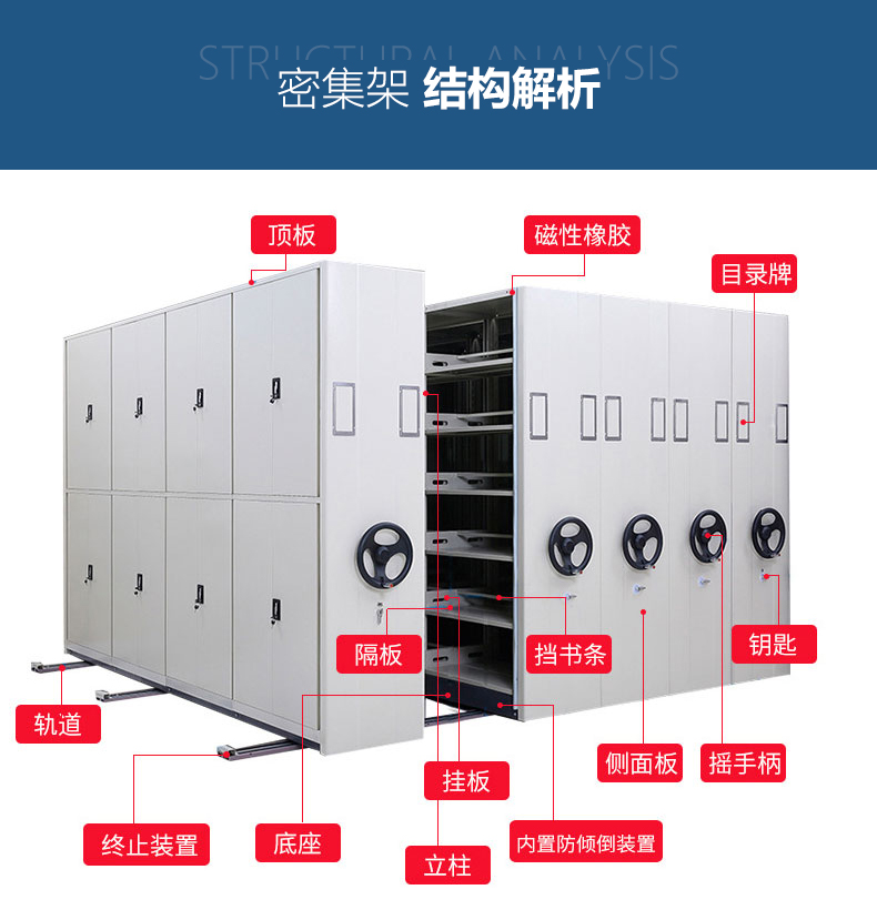 密集架档案柜移动文件储存柜档案室密集资料架手动密集柜