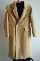 Long yellow wool coat Double-sided wool cashmere coat