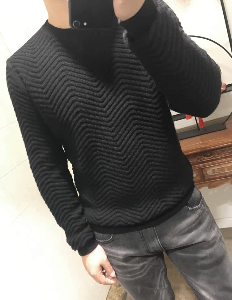 Phong cách và họa tiết, thoải mái và thoải mái. Áo len nam mùa đông dày và áo len cashmere cổ tròn áo len nam trung tuổi