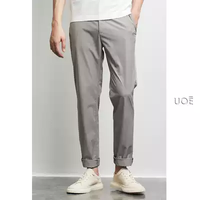 UOE summer new comfortable breathable waterproof anti-fouling fabric men's slim straight tube wrinkle resistant casual pants