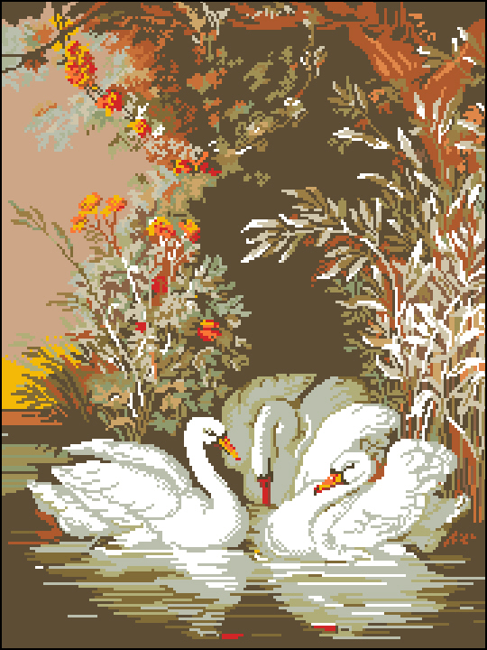 Cross embroidered electronic drawings 4806 three swans 180W* 240H21 color XSD source files