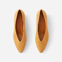 Spot special price US8) EVERLANE The V Heel retro suede small square heel with low heel heels