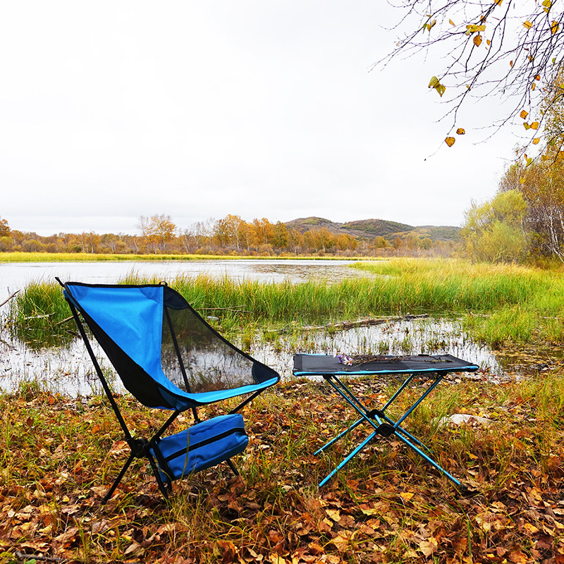 Fun mountain outdoor portable aluminum alloy folding chair moon chair ultra-light hiking self-driving fishing camping back chair