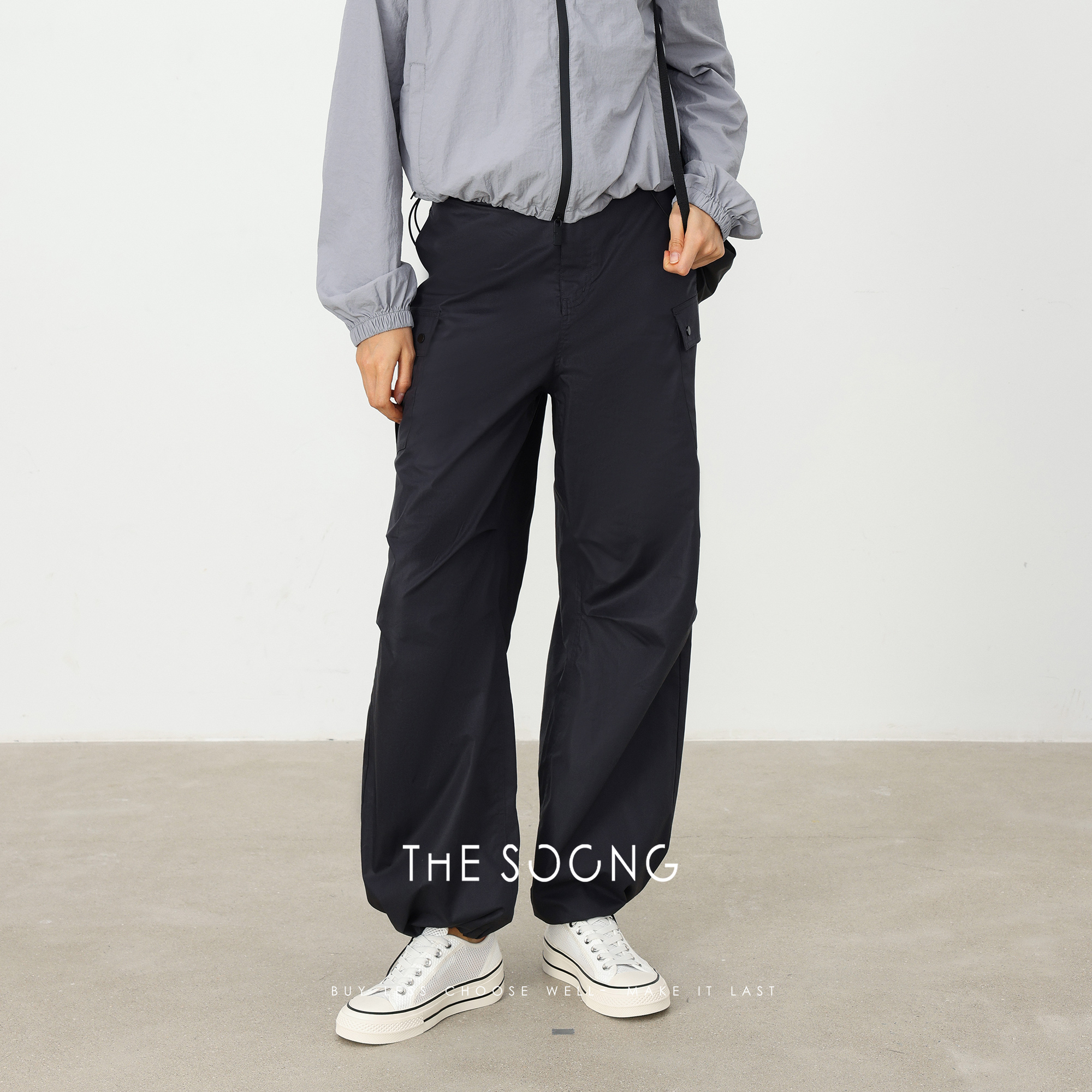 THESOONG/リラックスニューチャプターサマー100%コットン快適通気性ドローストリングカジュアルオーバーオール6480