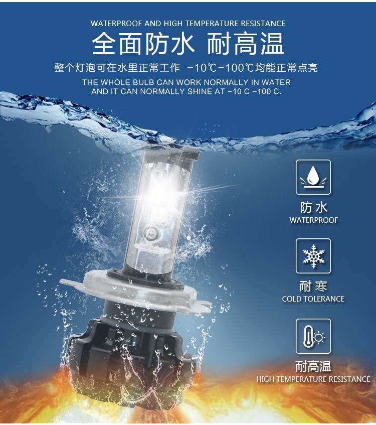 Đá thanh xe máy Đèn pha LED 12V50W bóng đèn xe điện S2 đôi vuốt ba móng H4 xa và gần đèn siêu sáng chói đèn led xe máy giá sỉ